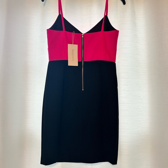 Lucy Paris Hot Pink & Black Bandage Mini Dress - side & midriff cut-outs, Small - Picture 2 of 7